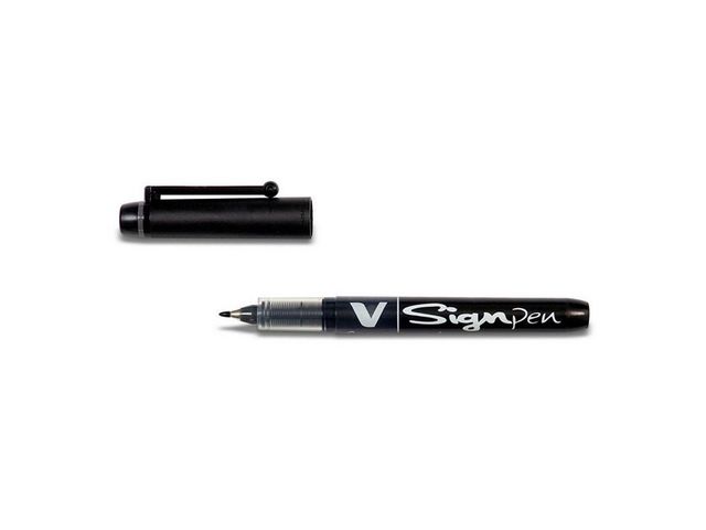 Pilot Fineliner, V-Pen, mediumspets, 2 mm spets, svart pennkropp, svart bläck, st