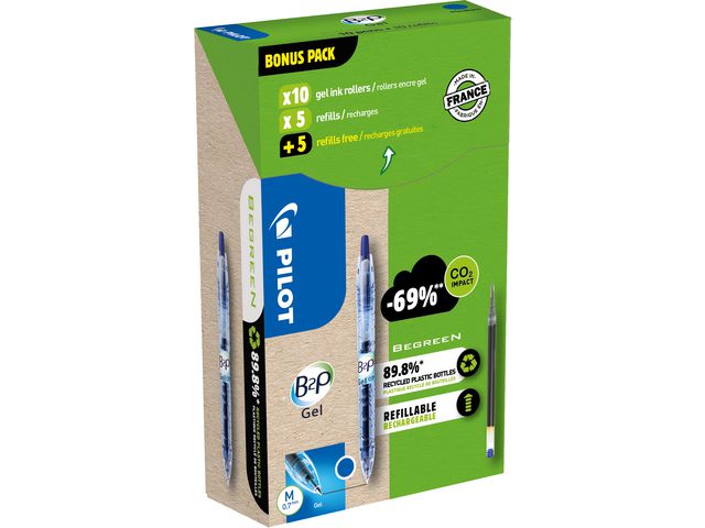 Pilot Begreen Gelpenna B2P Greenp. blå 10+10/FP, fp om 10 st