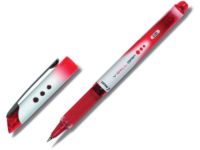 Pilot Bläckkulpenna, V-Ball 05 Grip, extra tunn spets på 0,5 mm, röd, st