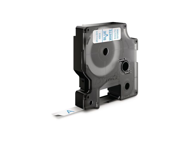 Dymo Tape D1 9mm blå på vit, st
