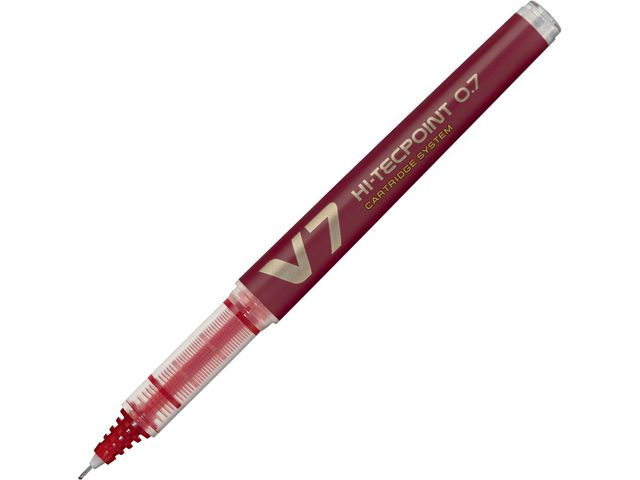 Pilot Begreen Bläckkulpenna, Begreen Hi-Tecpoint V7 rollerballpenna med stift, tunn spets på 0,7 mm, röd, st