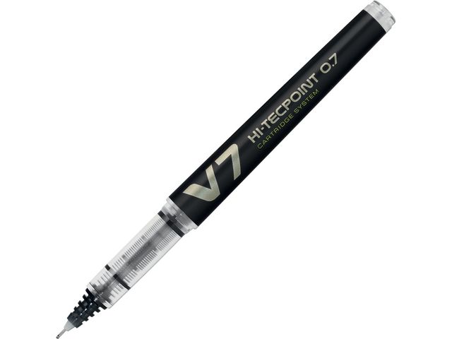 Pilot Begreen Bläckkulpenna, Begreen Hi-Tecpoint V7 rollerballpenna med stift, tunn spets på 0,7 mm, svart, st