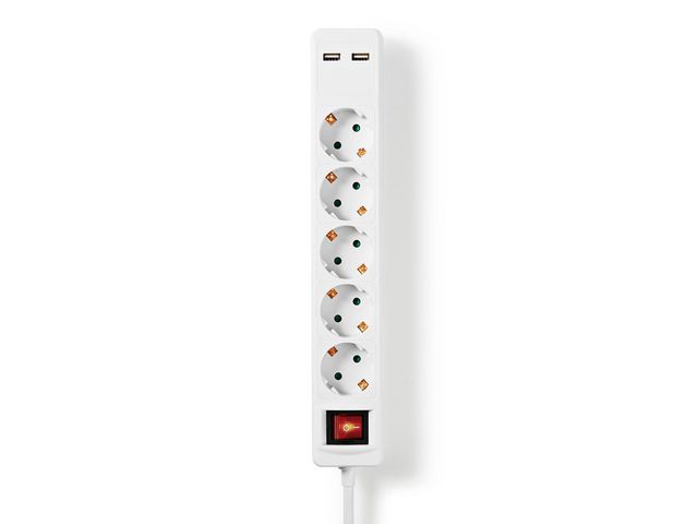 NEDIS Grenuttag 5-väg + 2 USB, st