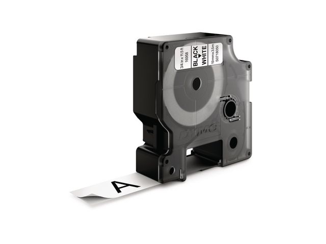 Dymo Tape D1 19mm nylon svart på vit, st