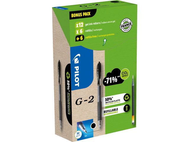 Pilot Gelpenna G2 Greenp. svart 12+12/FP, fp om 12 st