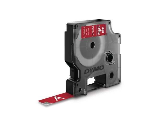 Dymo Tape Durable D1 12mm vit på röd, st