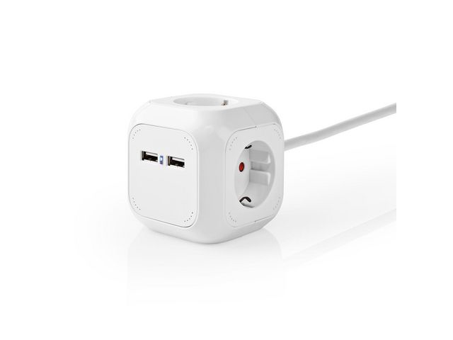 NEDIS Grenuttag 4-väg + 2 USB, st
