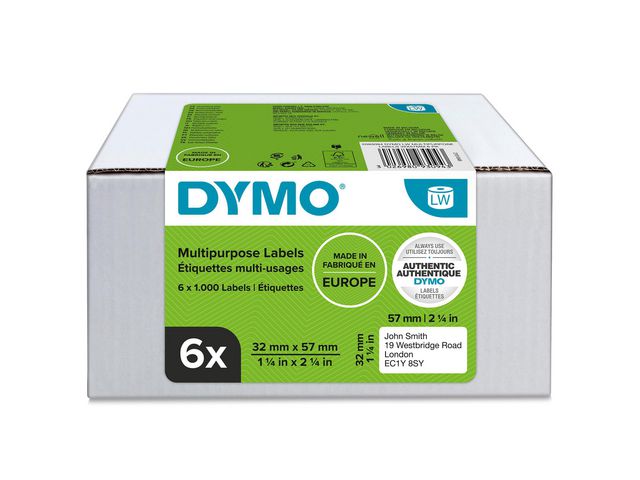 Dymo Etikett 2093094 57x32mm, fp om 6 rullar