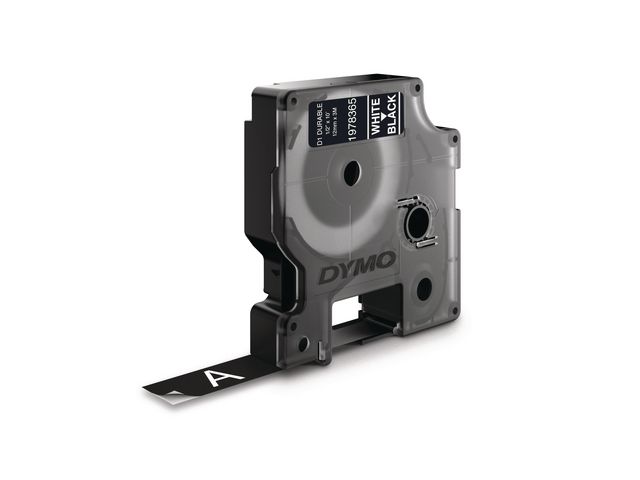 Dymo Tape Durable D1 12mm vit på svart, st