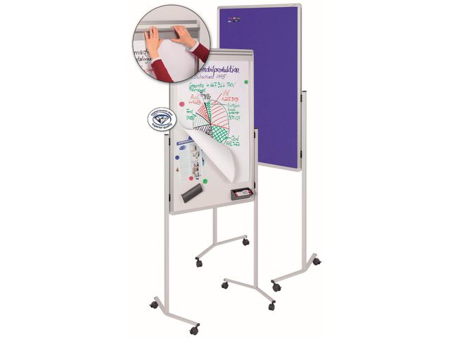 Legamaster Multiboardtavla – whiteboard, anslagstavla och blädderblock, 1950 x 850 mm, marinblå, st