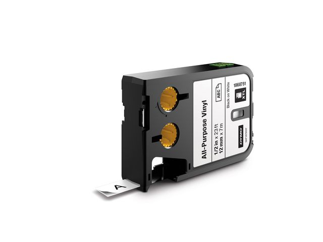Dymo Tape XTL 12mm svart på vit 7m 1868751, st