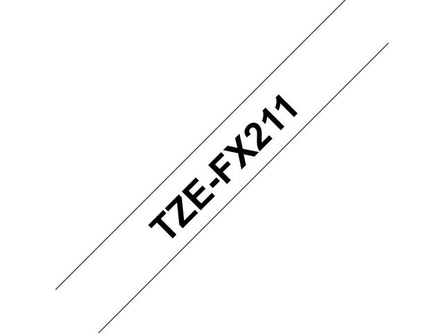 Brother Tape TZEFX211 6mm svart på vit, kort 1 st