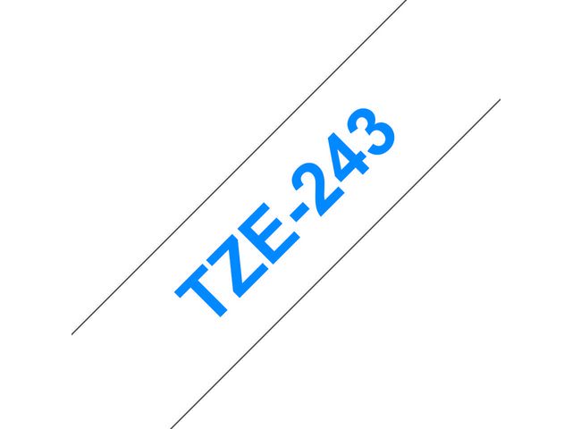Brother Tape TZE243 18mm blå på vit, st