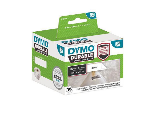 Dymo Etikett  Durable 19 x 64mm, fp om 2 rullar