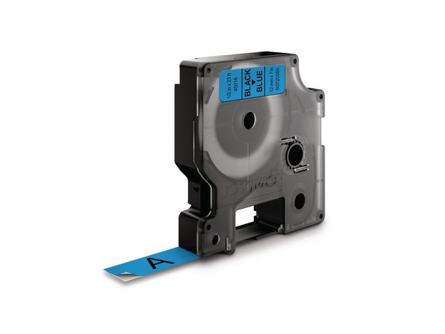 Dymo Tape D1 12mm svart på blå, st