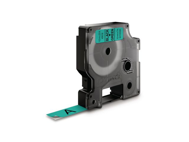 Dymo Tape D1 12mm svart på grön, st