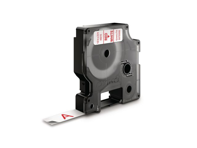 Dymo Tape D1 12mm röd på vit, st