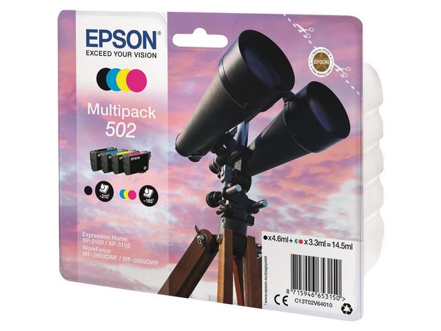 Epson Bläckpatron C13T02V64010 T502 4-färger, kort 4 st