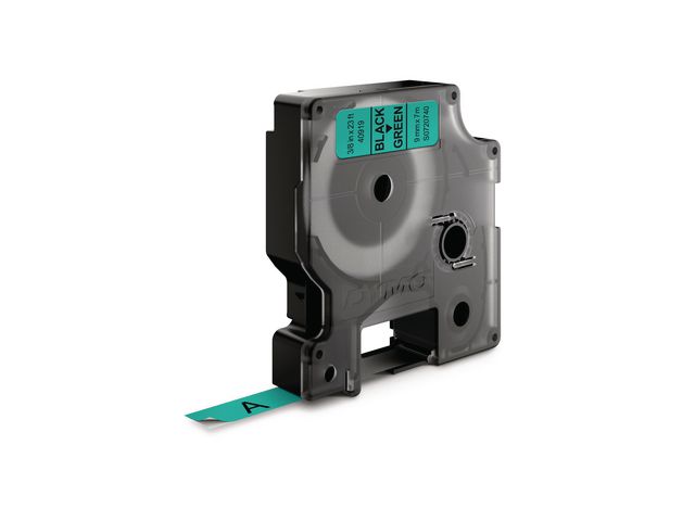 Dymo Tape D1 9mm svart på grön, st