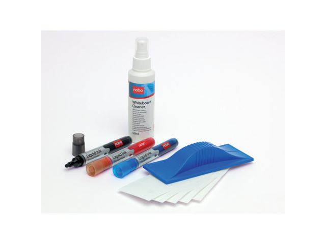 Nobo Startpaket för whiteboardtavlor, 3 whiteboardpennor, 1 tavelsudd inkl refill, 125 ml rengöringsspray, st