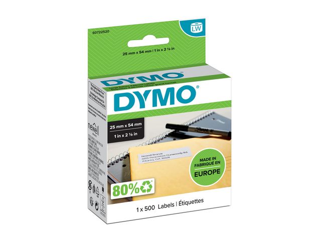 Dymo Etikett retur 25x54 mm, fp om 500 st