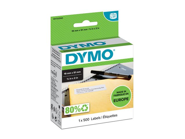 Dymo Etikett S0722550 19x51 mm, rulle om 500 st
