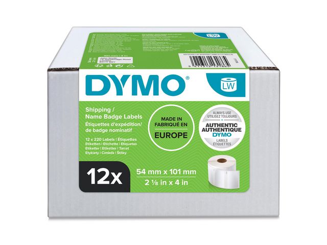 Dymo Etikett S0722420 101x54mm, fp om 12 rullar