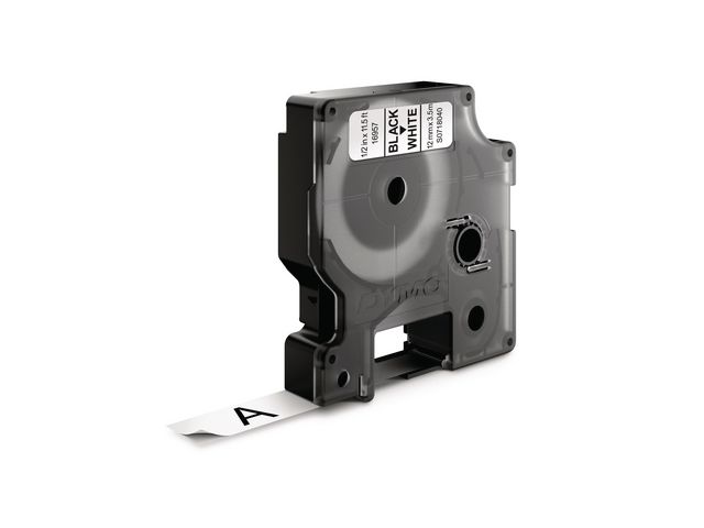 Dymo Tape D1 12mm nylon svart på vit, st