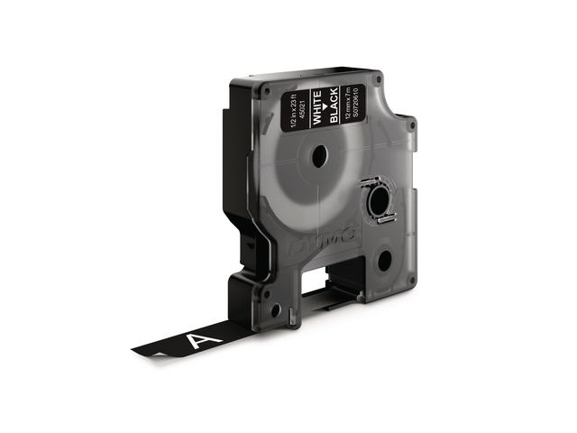 Dymo Tape D1 12mm vit på svart, st