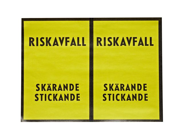 Etikett ''riskavfall'' 150mmx100mm, fp om 100 st