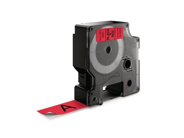Dymo Tape D1 19mm svart på röd, st