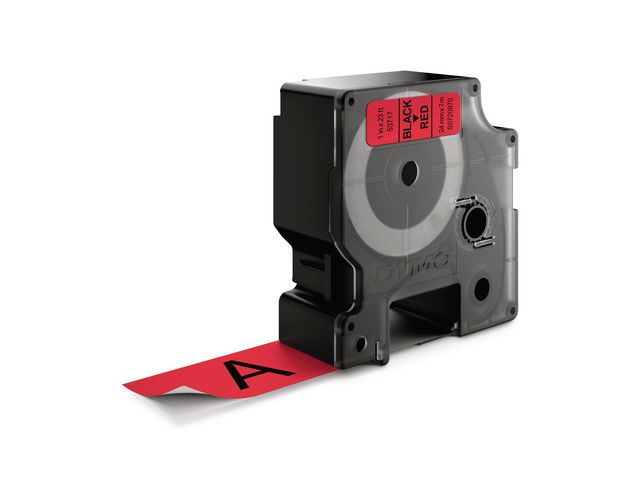 Dymo Tape D1 24mm svart på röd, rulle om 7 m