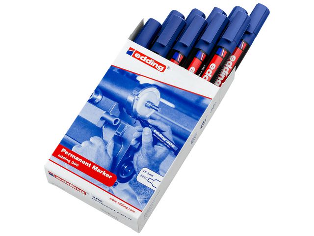 edding Märkpenna Permanent 300 med 1,5 - 3 mm, blå, st
