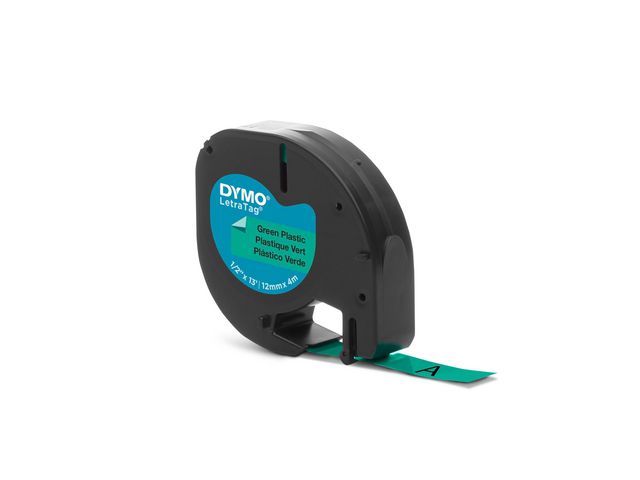 Dymo Tape LetraTag 12mm svart på grön, st