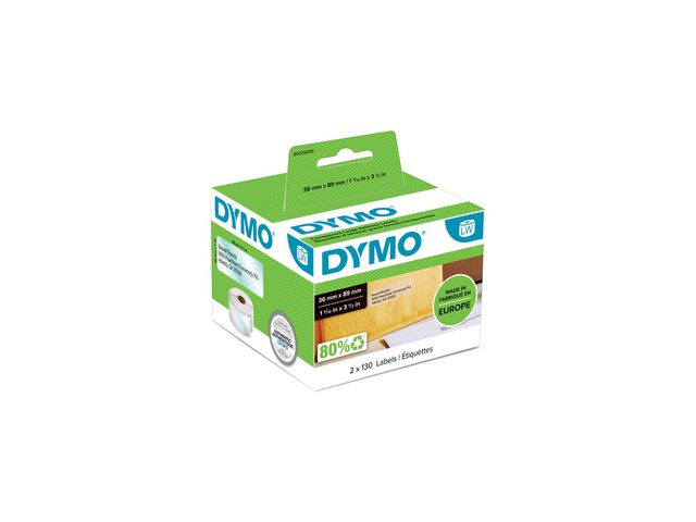 Dymo Etikett 89x36mm transparent, fp om 260 st