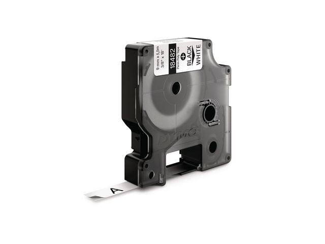 Dymo Tape Rhino perm polyester 9mm svart på vit, st