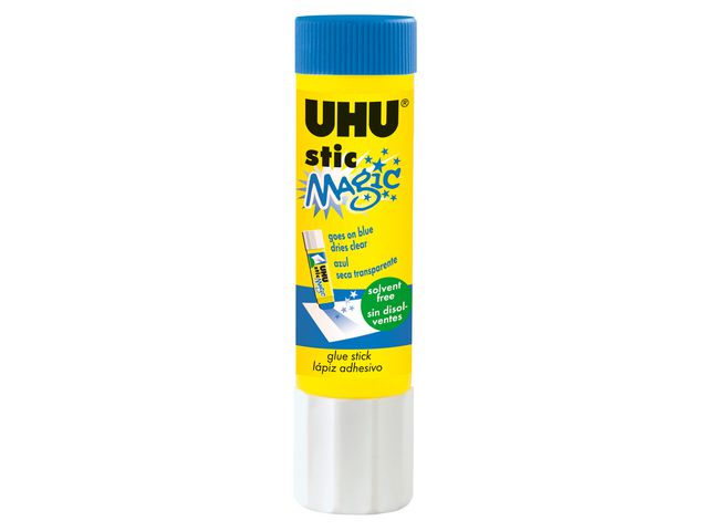 Uhu Magic limstift med blå färg som torkar, genomskinligt, fritt från lösningsmedel, tvättbart, 21 g, st