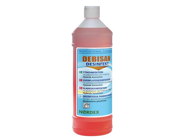 NORDEX Debisan, desinfektionsmedel för spraytorkning, röd, oparfymerad, 1l, st