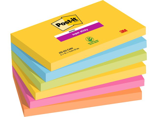Post-it® Super Sticky Rio 76x127mm, fp om 6 block