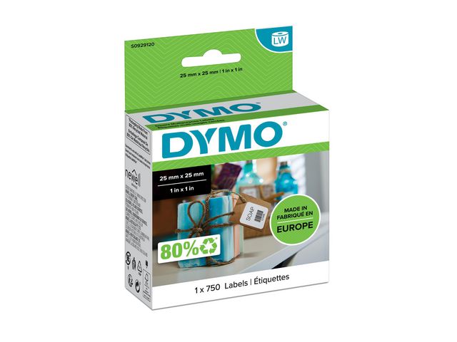 Dymo Etikett S0929120 25x25mm, fp om 750 st