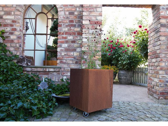 L-kruka med botten corten 45x45x55cm, st