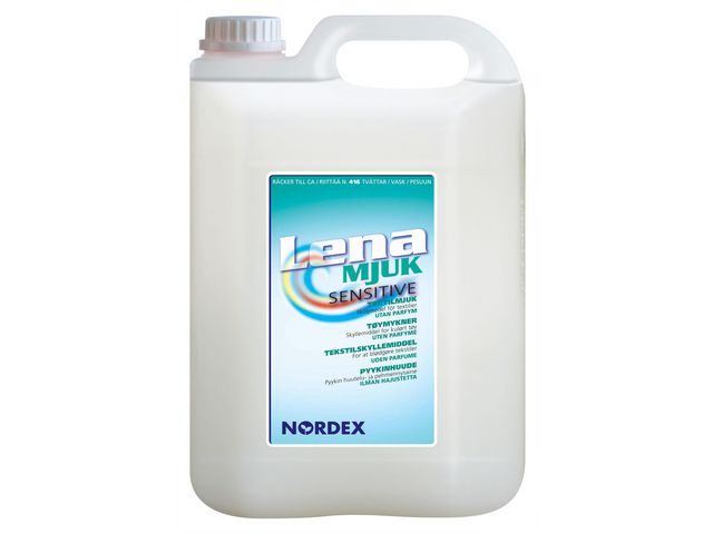 NORDEX Sköljmedel Lena Soft Sensitive för professionellt bruk, flytande koncentrat, grön, utan parfym, 5l, st