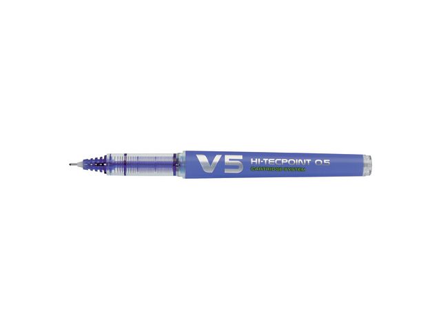 Pilot Begreen Bläckkulpenna, Begreen Hi-Tecpoint V5 rollerballpenna med stift, extra tunn spets på 0,5 mm, blå, st
