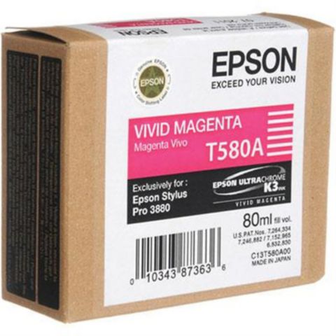 Epson Bläckpatron, T580A, levande magenta, singelförpackning, C13T580A00, st