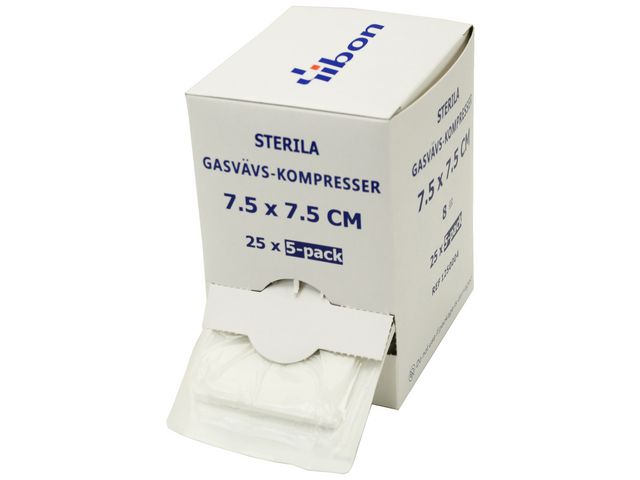 yibon Kompress GV steril 5-p 7,5x7,5cm, fp om 125 st