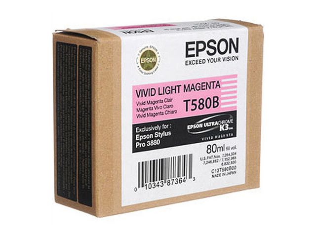Epson Bläckpatron, T580B, UltraChrome, levande ljus magenta, singelförpackning, C13T580B00, st
