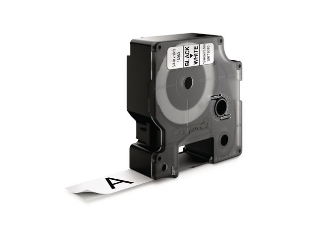 Dymo Tape D1 19mm perm. svart på vit, st