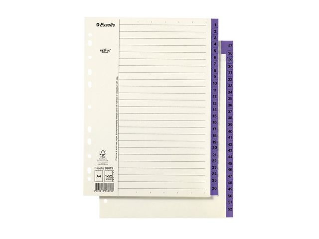 Esselte Pappregister Servo A4 1-52 lila, st