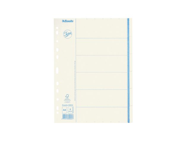 Jopa Pappersregister, otryckt, kraft, 5 delar, A4, vit, st