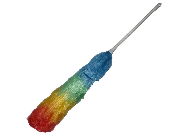 NORDEX Dammvippa med långt skaft, polyester, 50 cm, blå, grön, gul och röd, st
